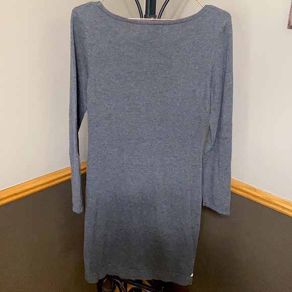 Worthington grey & tan long sleeve chevron sweater dress size petite medium - Picture 2 of 8